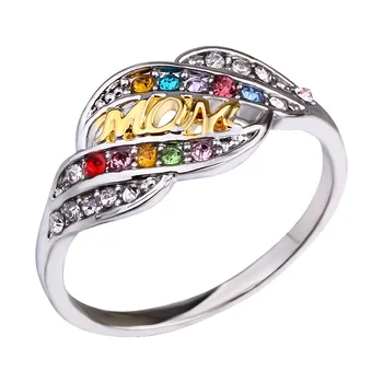 Подарък за Деня на майката, позлатените два тона диамантен пръстен, подарък за фестивала