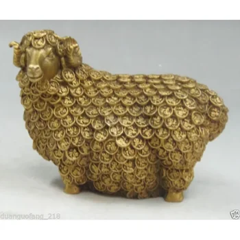 Сложен китайски украшение ръчно изработени, латунная Благоприятна статуетка - златна овца