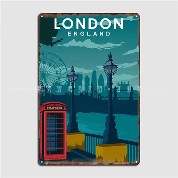 Туристически плакат на Лондон, метални табели, вечерни стикери, клубната парти, създаване на тенекиен знаци, плакат