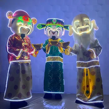 Китайската нова година led костюм кукла Фу, Лу Шоуто на традиционния фестивал на светлината в тъмното Бог на богатството подпори за костюмированной партита