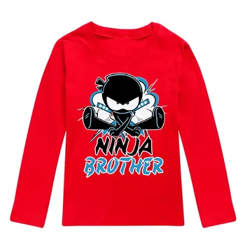 Тениска аниме NINJA KIDZ за момичета и момчета, есен памучен тениска с кръгло деколте и дълъг ръкав, детски дрехи, детски дрехи с анимационни герои