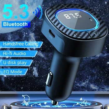 Bluetooth 5.3 Зарядно За Кола FM Предавател FM Радио 3.1 A USB Бързо Зарядно Устройство, Хендсфри MP3-Плейър Радиоадаптер Режим на Еквалайзера Автомобилни Комплекти