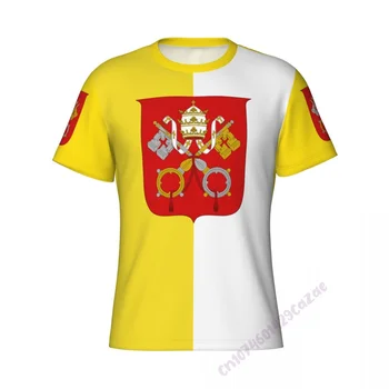 3D-тениска с флага на Ватикана, мъжки спортни облегающая къса тениска, мъжки фитнес зала, върхове за занимания с бодибилдинг, дрехи
