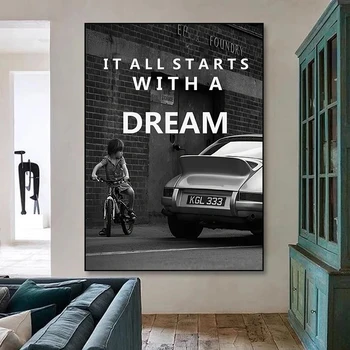 Всичко започва С една Мечта, Вдъхновяващо и Печат на Плакат, Стена на Изкуството, Платно, Домашен интериор, Словесни Картини За Хола, Офис