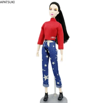 Червената фланелка с дълъг ръкав за кукли Барби Базова риза Облекло за Blythe блуза за кукли Момоко облекло 1/6 Аксесоари за кукли играчки