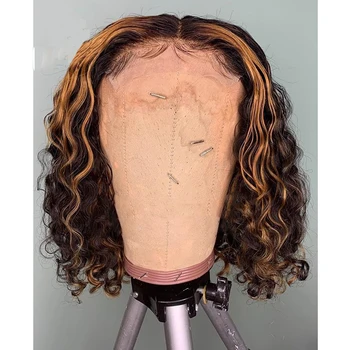 Напълно завързана перука Реми Soft Bob Long Highlight Забавно с коприна в основата на 4х4 за жени, къдрава човешка коса, Коса на бебето, выщипываемые всеки ден