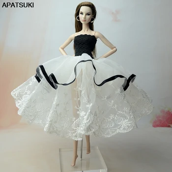 Модни стоп-моушън дрехи от бяла дантела за кукли Барби, облекло за сватбеното парти за куклена къща кукли Барби, рокля ръчна изработка от ограничена колекция
