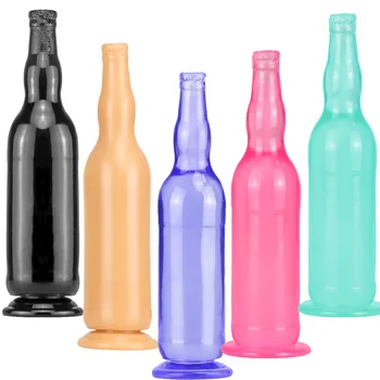 Вибратор под формата на бирена бутилка, реалистичен кристална вибратор с трайно вендузата, без ръце, анален секс-играчки за възрастни в голям размер, за жени или за мъже