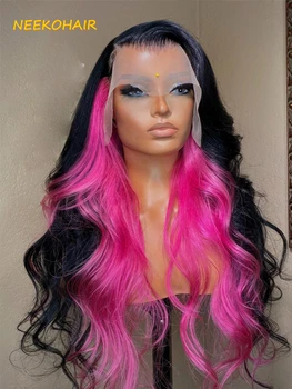 Изберете розово-розови перуки, изработени от човешка коса на дантели 13x6 HD, омбре 1Б, розови перуки, изработени от човешка коса на дантели 13x4, прозрачни перуки, изработени от човешка коса на дантели за жени