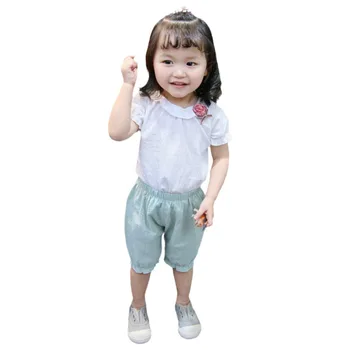Нова лятна модни дрехи за малките момичета, костюм, детски съоръжения, детска тениска, шорти, 2 бр./компл., всекидневен костюм за деца, детски спортни костюми