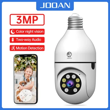 JOOAN 3MP PTZ IP Камера E27, Лампа WiFi Камера Двупосочна Аудио Цветно Нощно Автоматично Следене на Домашна Камера за Сигурност и Видеонаблюдение