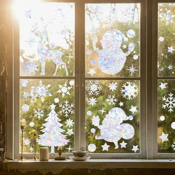 Ловец на слънчева светлина, цветни стикери по прозорците Rainbow Prism 2024, Коледен декор от електростатичния стъкло, защита от сблъсък, PVC