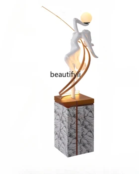 Художествена Гуманоидная Танцьорка Скулптура На Богинята На Лампиона Хотел Абстрактна Фигура Декоративна Лампа