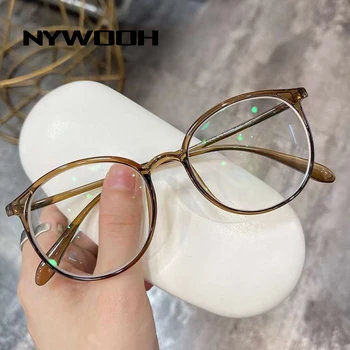 Рамки за очила NYWOOH със синя светлина, мъжки реколта кръгли оптични очила, рамки за жени точки за компютърни игри