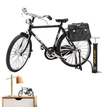 модел на велосипеда САМ kit Mini Finger Bicycle С Надуваеми Устройство Метална Велосипедна Скулптура на Работния Плот На Маса Рафт За Спални Хол