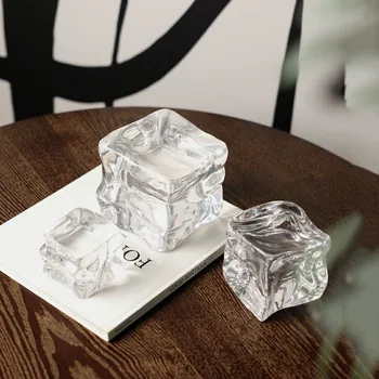Съвременен творчески украшение от прозрачни ледени кубчета със сребърно покритие, меки украшения за дома, хол, маса за занаяти от смола.