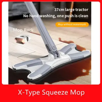Въже за изстискване X-тип, 6 бр. подложки за Многократна употреба от микрофибър, Плосък въже за пода на 360 градуса, Домашна замяна, Ръчно пране, Домакински почистващи препарати