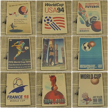Vintage серия плакати Футболна лига, стенни графика, художествена стикер от крафт-хартия в ретро стил, Стенни картини, най-Добрите подаръци за футболни фенове