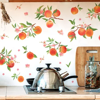 Самозалепващи стикери за стена, растения, плодове, Цветя, декорация на кухня, хол, спалня