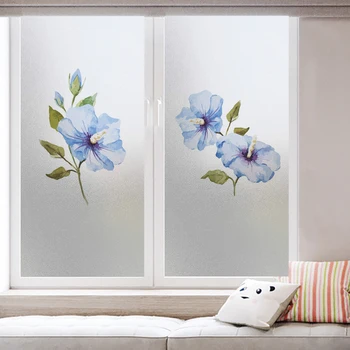 Матова декоративна фолио за прозорци с цветя принтом, самозалепващи филм за витражного остъкляване