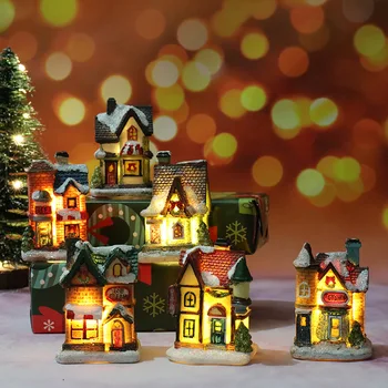 Коледни мини-фигурка с led осветление, коледни украси за дома, светещи в тъмното, миниатюрни коледни подаръци за дома Natale Decor