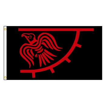 3x5 Фута 90x150 см Червено-Черен Флаг Врана Викинга