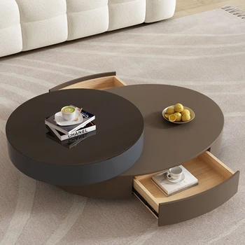 Минималистичен овална маса за кафе XL, модерен минималистичен домашен въртяща се масичка за кафе за всекидневната, Пълен комплект