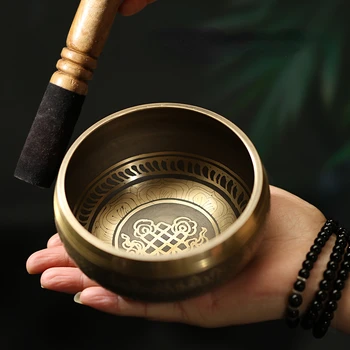 Тибетски поющая чаша ръчна изработка за йога, медитация, терапия и умиротворяющей внимателност, изискани непалските будистки ръчно изработени изделия