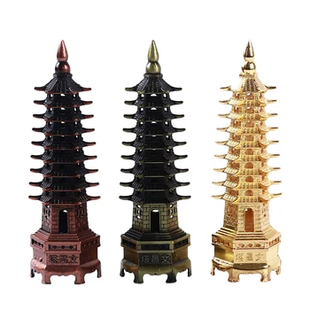Фън Шуй Цинк Сплав 3D Модел на Китайската Пагода Вэньчан Кула Занаяти Статуя Спомен Декорация на Дома, Метални Бижута Ръчна изработка