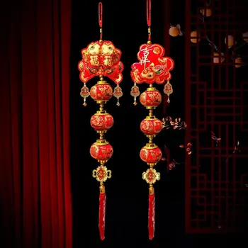 Венец за фенери на Пролетния фестивал, окачване под формата на червени двойна риба, традиционен Китайски фенер, възел с четка, нова година декор