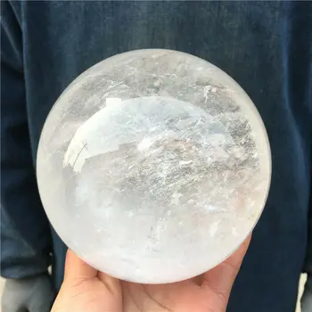 Натурален Бял кристален Кварцов балон, Минерален подарък, Исцеляющий Начало декор Лайстни на базата на дърво