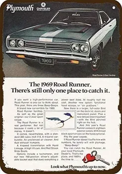 1969 Plymouth Roadrunner 2-Местен Автомобил С Твърд Покрив Road Runner Метални Алуминиеви Табели, Плакати Кафе-Бар Снек Бар Пъб Ресторант Wall D