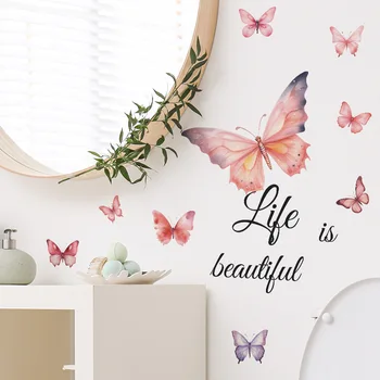 Стикер с пеперуда мечтае за романтичен живот, спалня, антре, хотел, Красива стикер на стената, самозалепващи