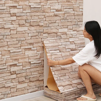 3D стикер на стената Имитация на тухли за домашен интериор спални Водоустойчив самозалепващи се тапети със собствените си ръце за хол