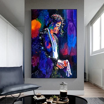 Известният Майкъл Джексън Стенни графити Картини върху платно и Музикални портрети на звезди Плакати и печатни изображения декорация за дома в хола