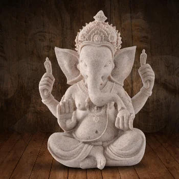 1бр Начало Декор Статуя на Ганеша Индийски Милорд фън шуй Бог-Слон Статуя на Хиндуисткия Бог Скулптура Смола Религиозни Украса