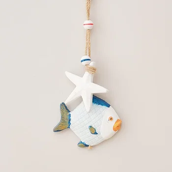 Морска звезда, Висулка във формата на малка рибка, Дървени Рибки, украса завеса, Риболовна мрежа, Фоново украса, Ново Средиземноморско бижу