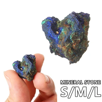 Синята медна руда, природен Азурит, Малахит, Градешки камък, образец на основен минерал, изработка на бижута, декорация за дома