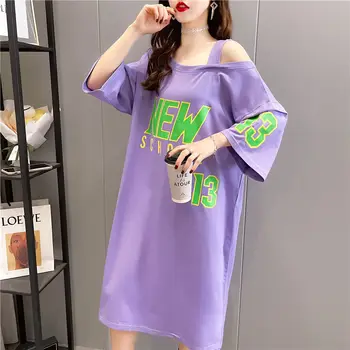 Промоция на дрехи Дамски Рокли 2023 С Открити Рамене Горещо Женствена Рокля В Корейски Стил С Цветен Модел Xl Риза Чувствена, Сексуална Harajuku Midi X
