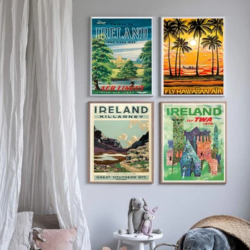 Туристически плакат тропически хавайски палма пейзаж живопис на ирландската картина върху платно стенни живопис модерна декорация на дома