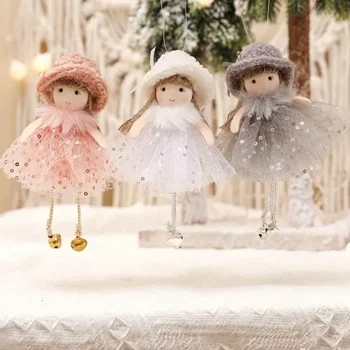Горещи празнични подаръци Коледно дърво Окачване от мъниста, газово рокля, окачване за момиче-ангел, детска сладка кукла