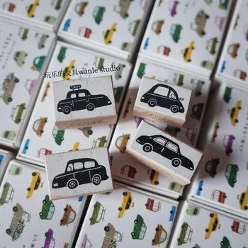 Няколко по-Малки Такси Дървена Гумен Печат Комплект направи си САМ Scrapbooking Фотоалбум Производство на пощенски Картички Дървена Печат