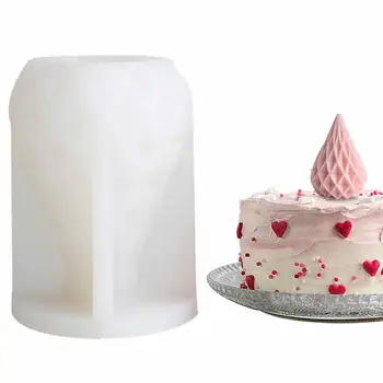Форма за свещ във формата на конус, геометрични линии, Формата под формата на неправилни ивици, геометрични линии, свещ във формата на круши, силиконова форма за шоколадова торта с 3D-с празни приказки.