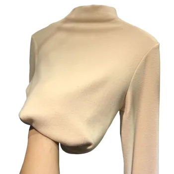 Жена термотоп с дълъг ръкав, леки меки ризи с имитация на устата, монтиране многослоен топ за офис